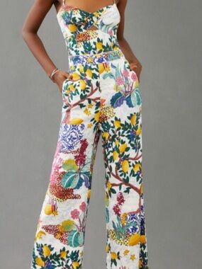 Maeve Floral Cutout Jumpsuit (with Multicolor Botanical Print)